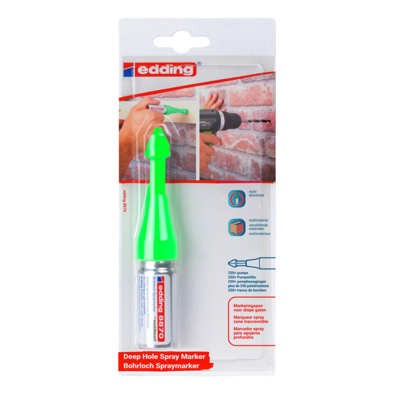Gesso Fluorescente Edding Marxman 8870 Pennarello Spray Per Aree Inaccessibili - Marcatura Fori Con Verde, Profondità Fino A 50mm Marcatura Fori Profondità