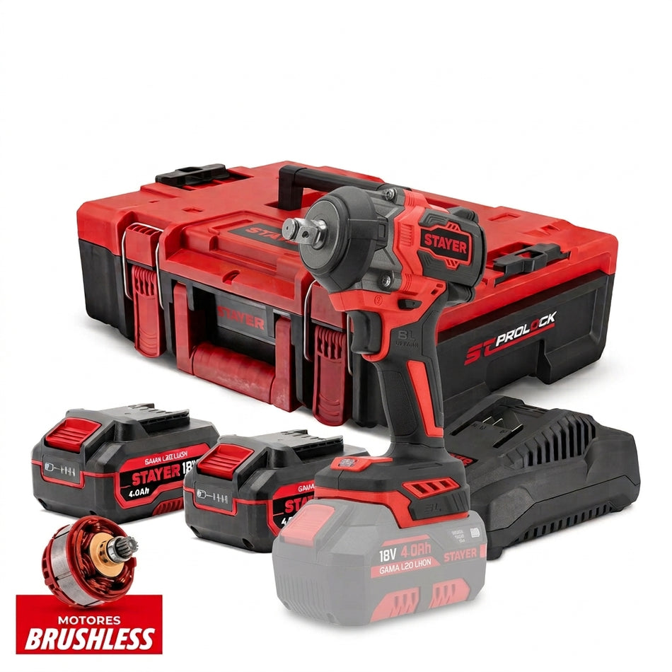 STAYER 18V CHAVE IMPACTO 1/2" IWB 550 L20 2X4.0Ah