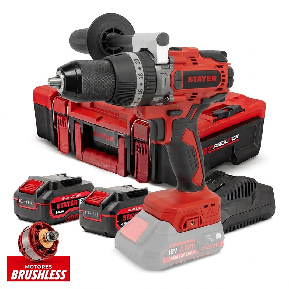 STAYER 18V BERBEQUIM PBL80 BL L20 80Nm 2X4.0Ah