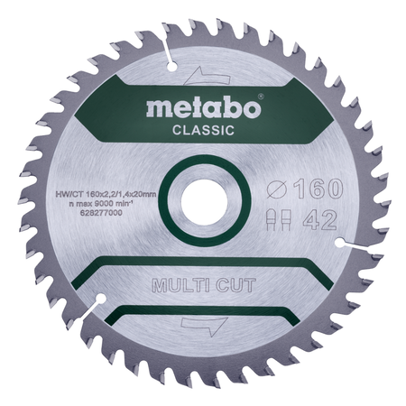Disco de serra circular Multi Cut de 160 mm com 42 dentes e furo de 20 mm