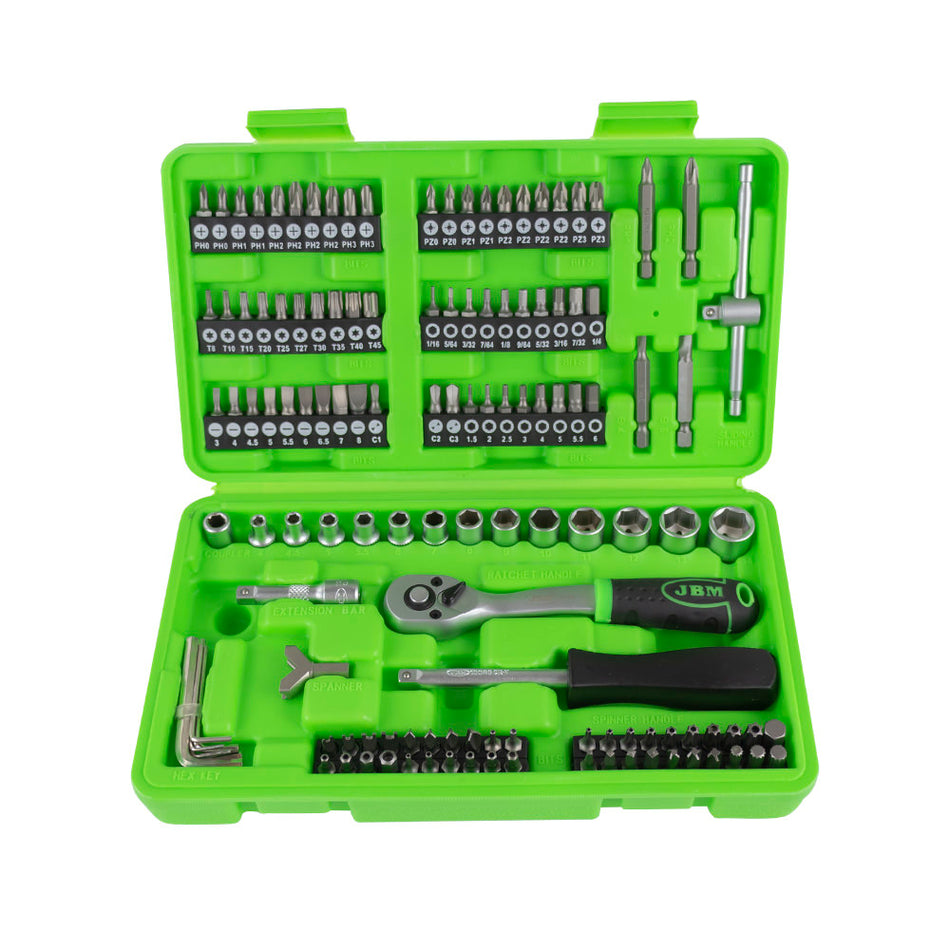 JBM JOGO DE ROQUETES 1/4" E BITS 130 PCS