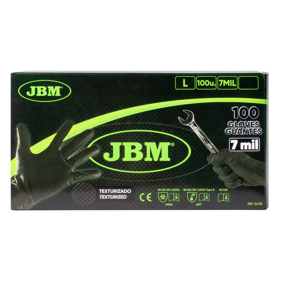 JBM LUVAS DESCARTAVEIS NITRILO PRETO 7.0 MIL