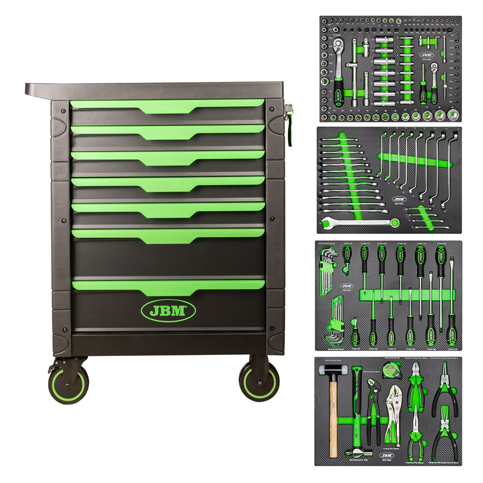 JBM CARRINHO DE FERRAMENTAS COM 7 GAVETAS 172 PCS