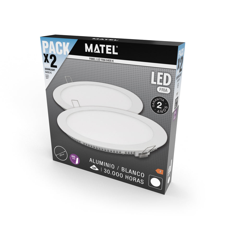 MATEL LED PAINEL ENCASTRAR REDONDO 18W 2UNI