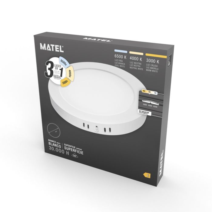 MATEL LED PAINEL SALIENTE REDONDO 18W BRANCO CCT