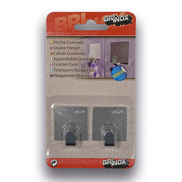 BRINOX CABIDE ADESIVO INOX 30X30MM BL2