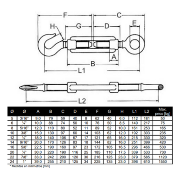 TORN. ESTICADOR OLHAL - GANCHO ZINCADO