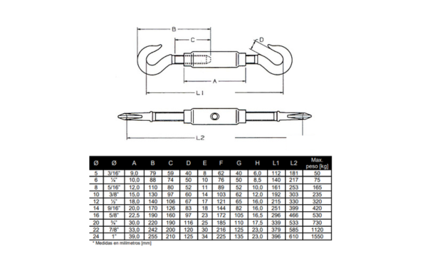 TORN. ESTICADOR OLHAL - GANCHO ZINCADO