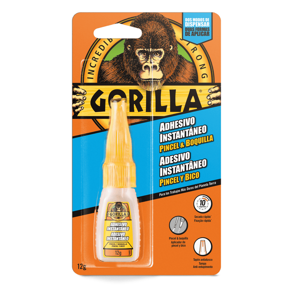 GORILLA ADESIVO CIANOACRILATO BICO + PINCEL 12GR