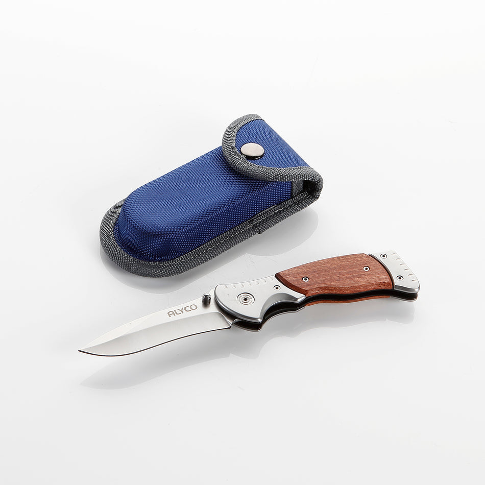 ALYCO NAVALHA INOX CABO MADEIRA COM BOLSA