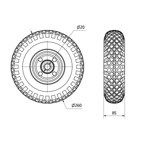 ALEX RODA RIFN 260 MM ANTI-FURO EIXO COM ROLAMENTO